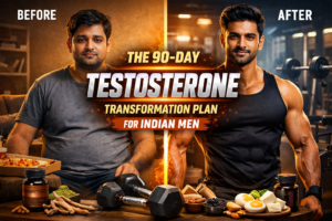 90-day testosterone transformation plan Indian men before after fitness lifestyle