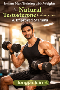 Indian man training with weights for natural testosterone enhancement and improved stamina — longjack.in