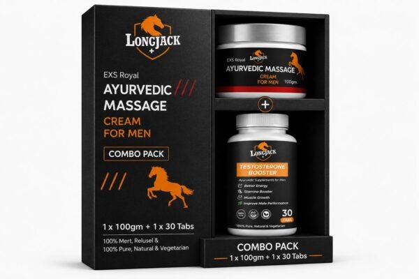 Longjack+ Ayurvedic Massage Cream For Men + Stamina Energy Booster Capsule ( Combo Pack )