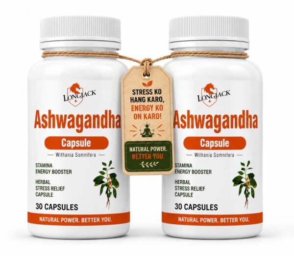 LongJack+ Ashwagandha Ayurvedic Capsules For Stress Relief & Energy Support ( Pack Of 2 )