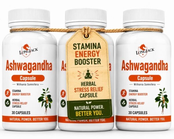 LongJack+ Ashwagandha Ayurvedic Capsules For Stress, Energy, Immunity & Wellness Supplement (Pack Of 3 )
