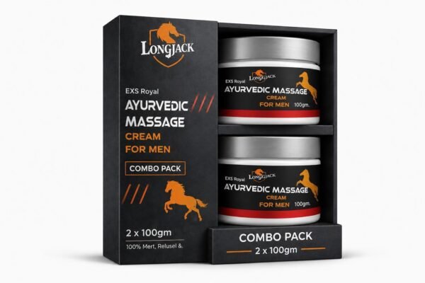 LongJack+ Ayurvedic Massage Cream for Men | Stamina & Energy Combo Pack | 200g