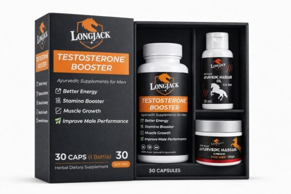LongJack+ 3-in-1 Ayurvedic Performance Kit for Men | Capsule, Oil & Cream | Natural Stamina Booster