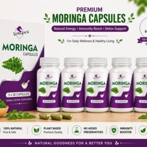 LongJack+ Premium Moringa Capsules | Daily Herbal Support for Vitality, Endurance & Wellness (Pack of 5)