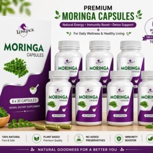 LongJack+ Moringa Herbal Capsules for Daily Vitality, Energy & Stamina – Natural Balanced Lifestyle Supplement | Pack of 6