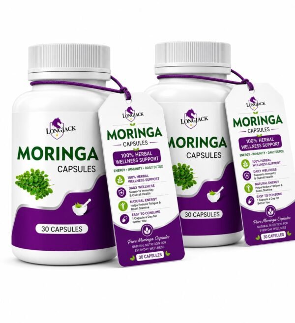 LongJack+ Moringa Ayurvedic Stamina Booster Capsules for Men | Boost Vitality & Energy | Pack of 2